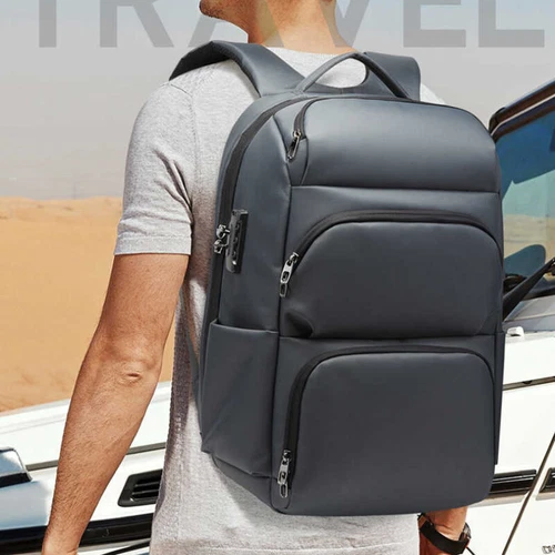 Mochilas antirrobo antirrobo para computadora portátil de 17 pulgadas con carga USB para hombres de negocios escuela bolsa de viaje - Imagen 9 de 17