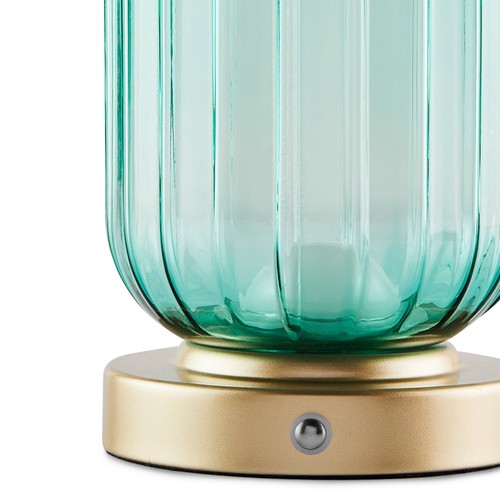 Mainstays by Becky G. & Alejandra 8.5" Rechargeable Green Lily Ribbed Glass - Picture 3 of 5