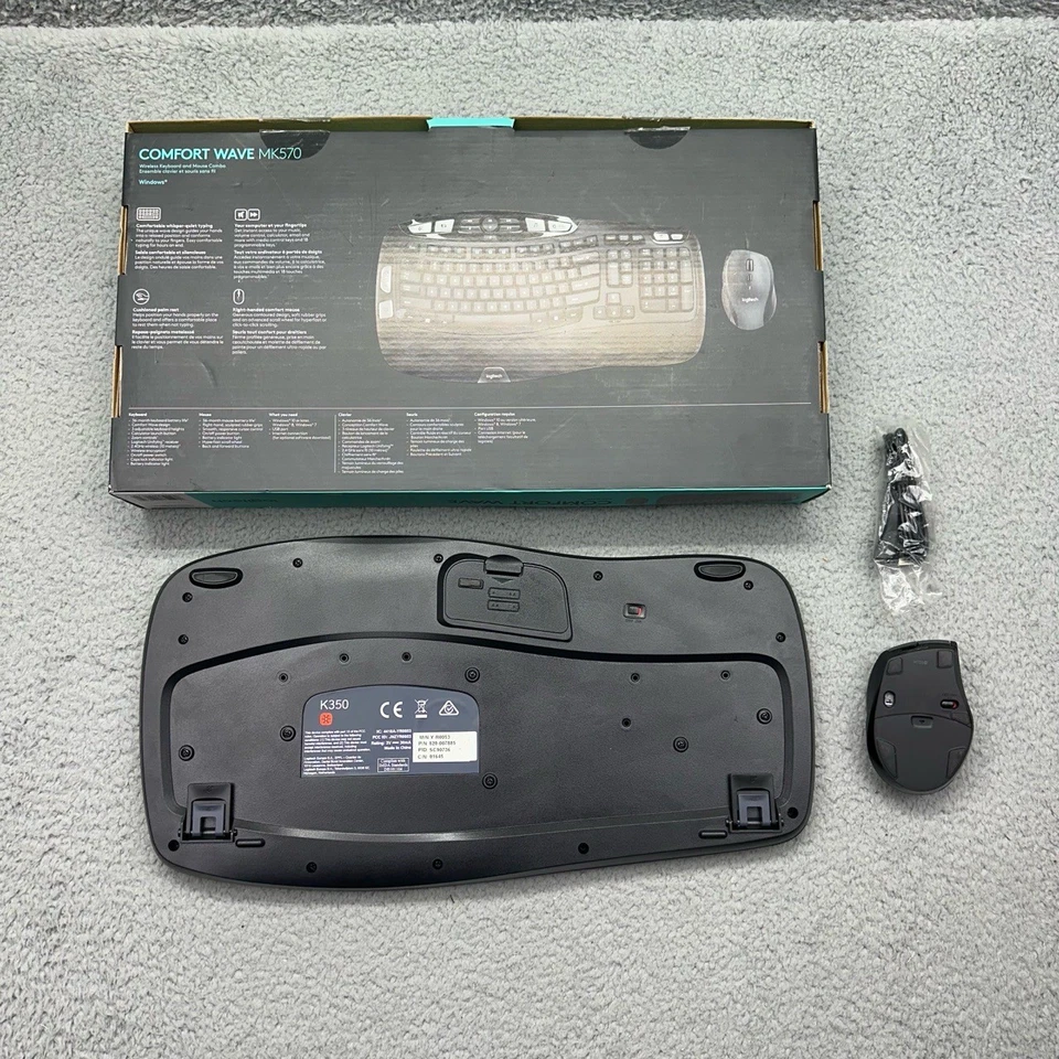 Logitech MK570 Comfort Wave Wireless Keyboard Mouse Combo 920-008001 Ergonomic - Image 2 of 4