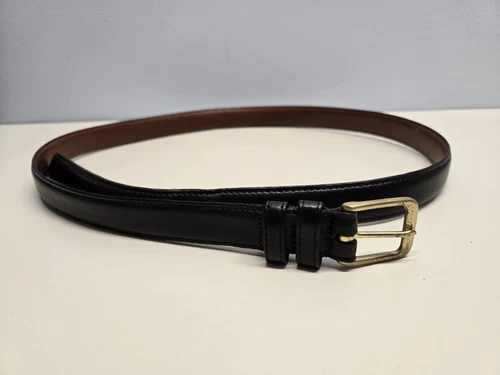 Cintura abito Coach vintage pelle nera brunita fibbia ottone TAGLIA 40"