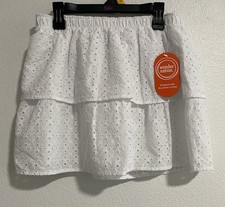 Wonder Nation Girls Tiered Cotton Eyelet Skirt White sz Large 10-12 NWT
