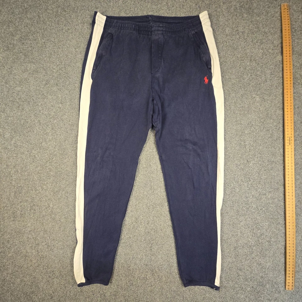 Ralph Lauren Pantalones Para Hombre GRANDES Azul Algodón Jogger Pantalones de Sudadera Cremallera al Tobillo Talla L Foto 2 de 4