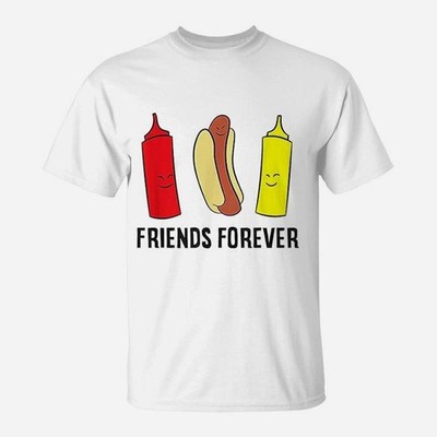 Ketchup Mustard Friends Forever Funny Hot Dog White T-Shirt, Gift For Friends