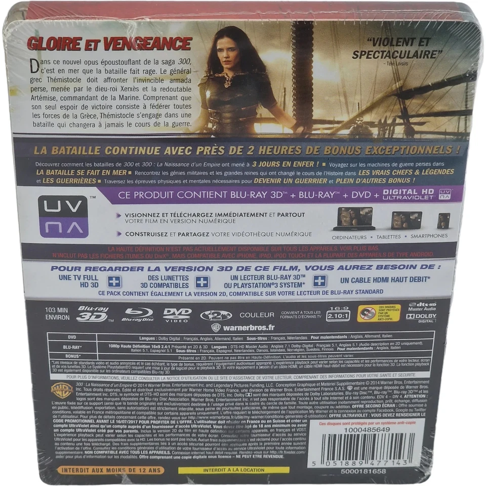 300: Rise of an Empire Blu-ray 3D + Blu-ray + DVD SteelBook 2014 Region B - Image 3 of 4