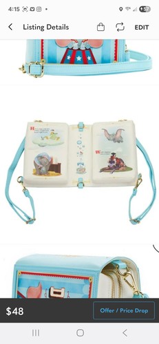 Borsa a tracolla convertibile a libro Disney Dumbo nuova - Foto 2 di 3