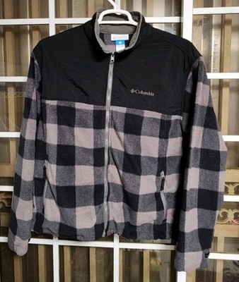 Columbia Bugaboo Black and Gray Plaid Fleece Interchange Jacket XL