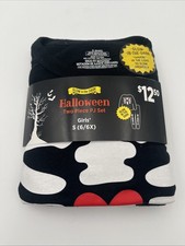 Glow In The Dark Halloween Two Piece PJ Pajama Set size S 6/6X - Skeleton - NEW