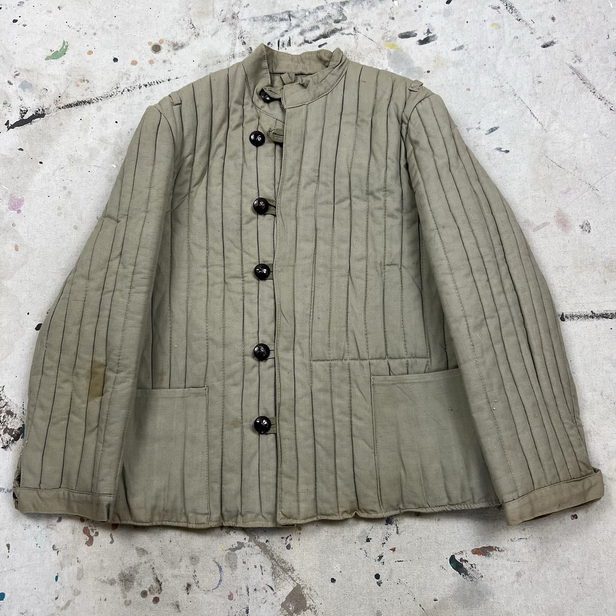 Vintage 70s USSR Soviet Union Telogreika Quilted Liner Jacket Men