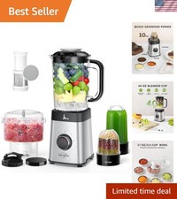 Compact 350W Blender & Food Processor with To-Go Cup - Sleek Stainless Steel