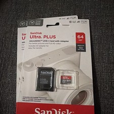 New SanDisk Ultra PLUS microSDXC UHS-I Card with Adapter 64GB 150MB/s E150 SDXC