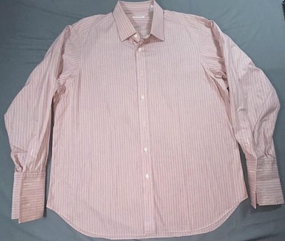 Ascot Chang Dress Shirt Mens L Multicolor Stripe Classic Fit Cotton Long Sleeve