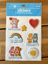 VINTAGE 1982 American Greetings CARE BEARS Puffy STICKERS Sheet VINYL Set "NEW"
