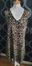 Simply Be Black & Gold Glitter Print Evening Dress Size 28