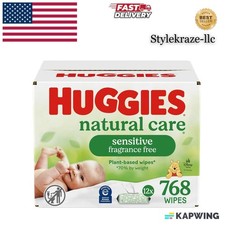 Huggies Natural Care Sensitive Baby Wipes,12 Flip-Top Packs 768 Wipes Total 