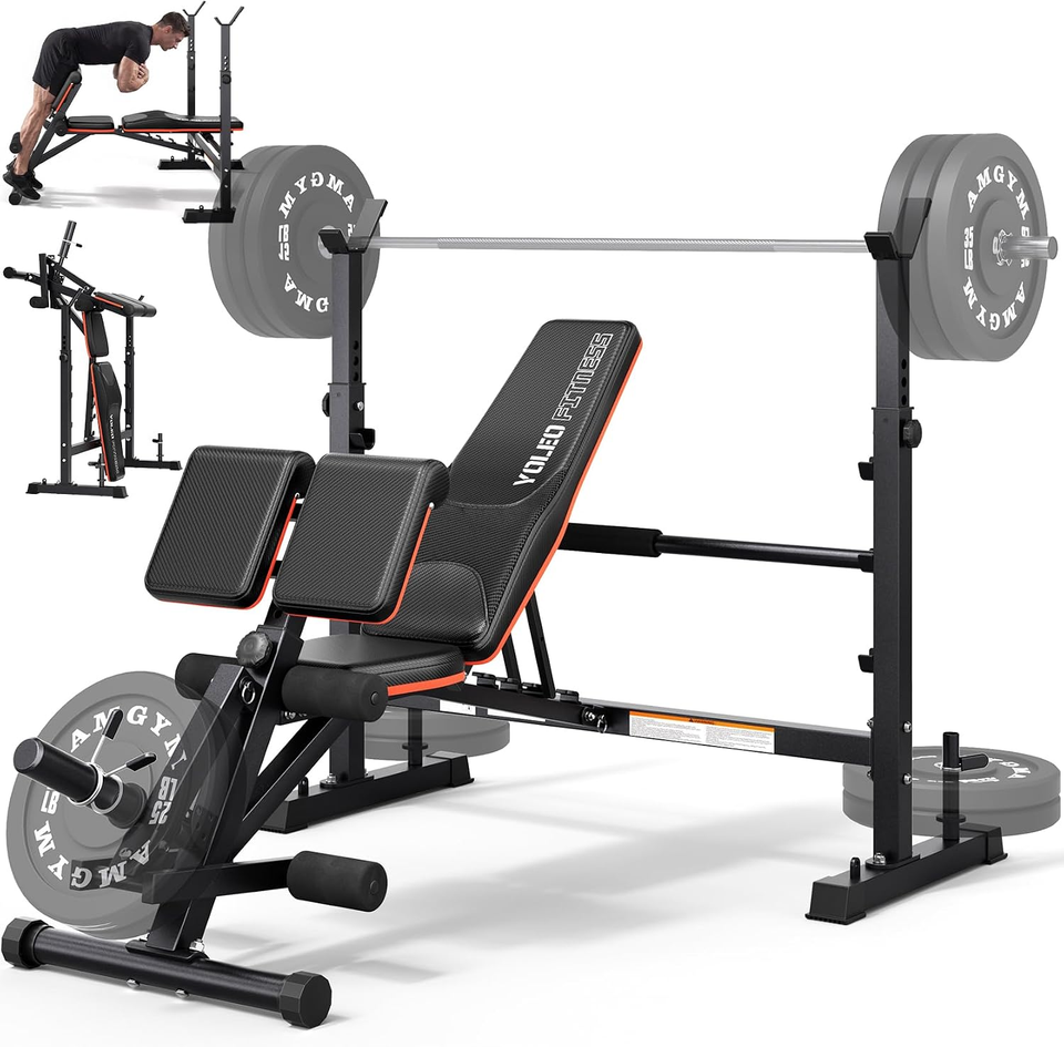 Olympic Weight Bench, Adjustable Bench Press Rack, Foldable 1870LBS | eBay