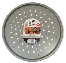 Image of SET OF 2 BAKER & SALT NON STICK 31CM PIZZA TRAYS WITH HOLES