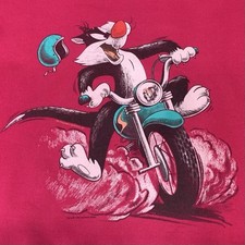 Vtg Sylvester Cat Chopper Motorcycle Double Side Graphic Sweatshirt Large 93. V