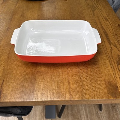 Pyrex rechteckige große Keramikschale orange/rot 42 x 26 x 7,5 cm sehr schön