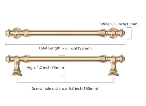 Asidrama 10pk 6.3" Latón Cepillado Manijas de Gabinete Tiradores Dorados para Cocina y Cajón - Imagen 3 de 6