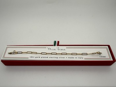 BÜROKLAMMER GLIEDERKETTE 18K VERGOLDET ITALIENISCHES GELBGOLD ARMBAND 7'' MIA FIORE