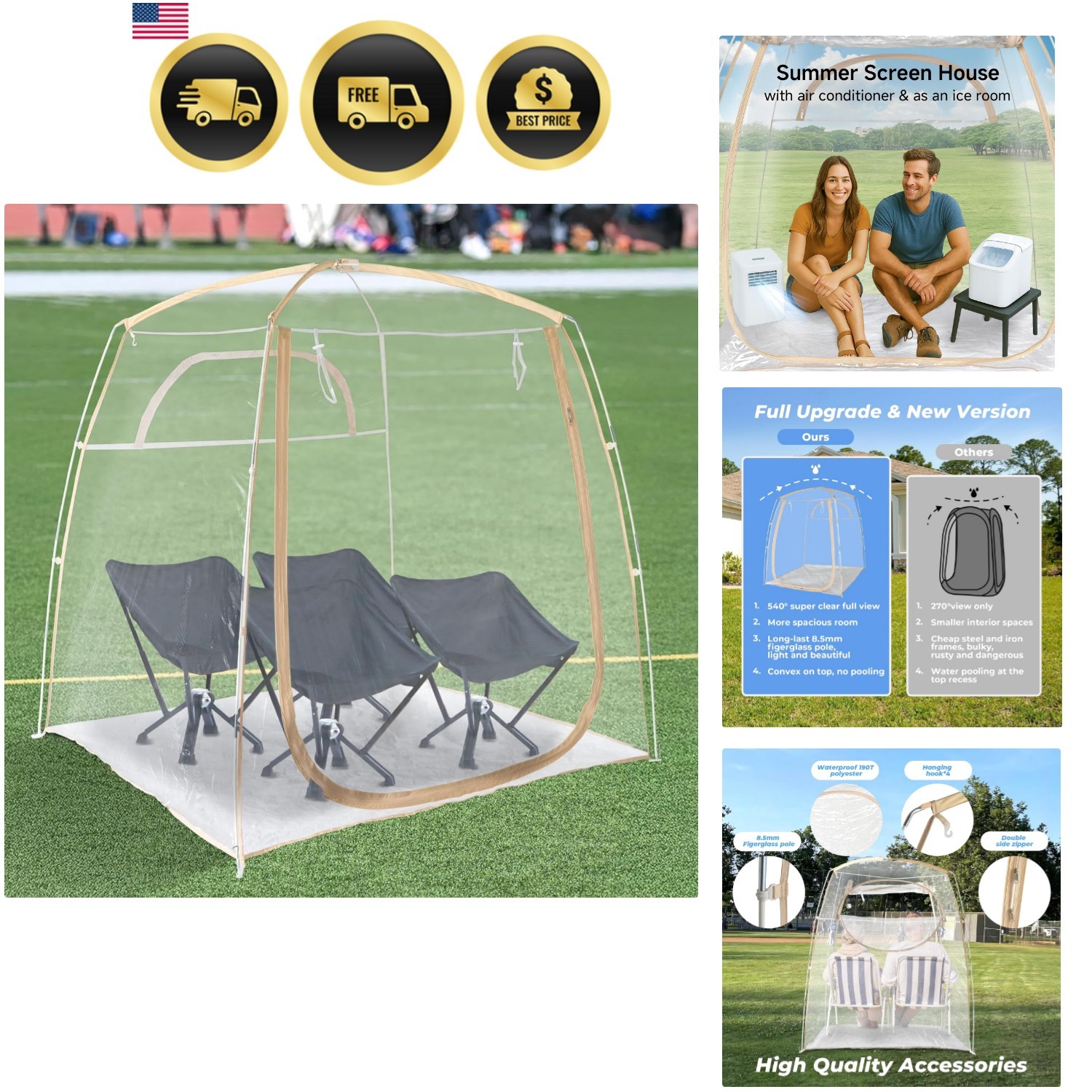 Tienda deportiva para todo clima para 4 personas refugio de camping con piso seguro