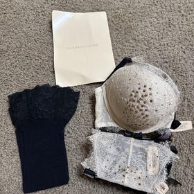 Victorias Secret RARE 2014 Fashion Show Exclusive Swarovski Crystal Bra Set 34D