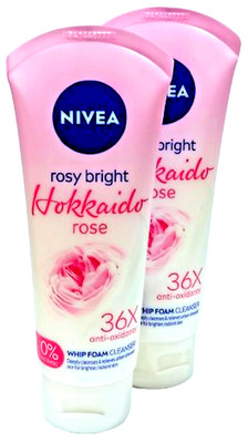 NIVEA Rosy Bright Whip Foam Cleanser Hokkaido Rose Gentle Face Wash 100g×2 tubes