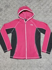 The North Face Fleece Full Zip Hoodie Jacket Girls Size Large 14/16 Pink Gray