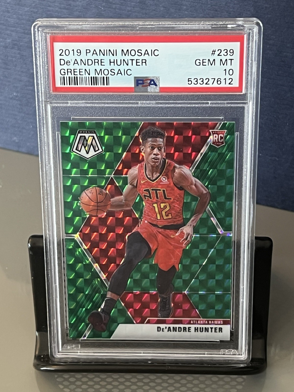 2019 Panini Mosaic De'Andre Hunter Green Prizm Rookie RC #239 PSA 10 GEM MINT