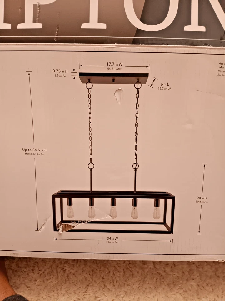 Hampton Bay Boswell Quarter 5-Light Black Linear Island Chandelier for Kitchen - Image 4 of 4