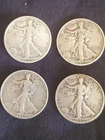 Lot of 4 Walking Liberty "VG" Condition 90% Silver 1945 D 1937 1936 1935 !