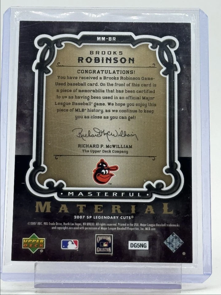 BROOKS ROBINSON 2007 UD SP LEGENDARY CUTS MASTERFUL PATCH Q5476 - Image 2 of 2