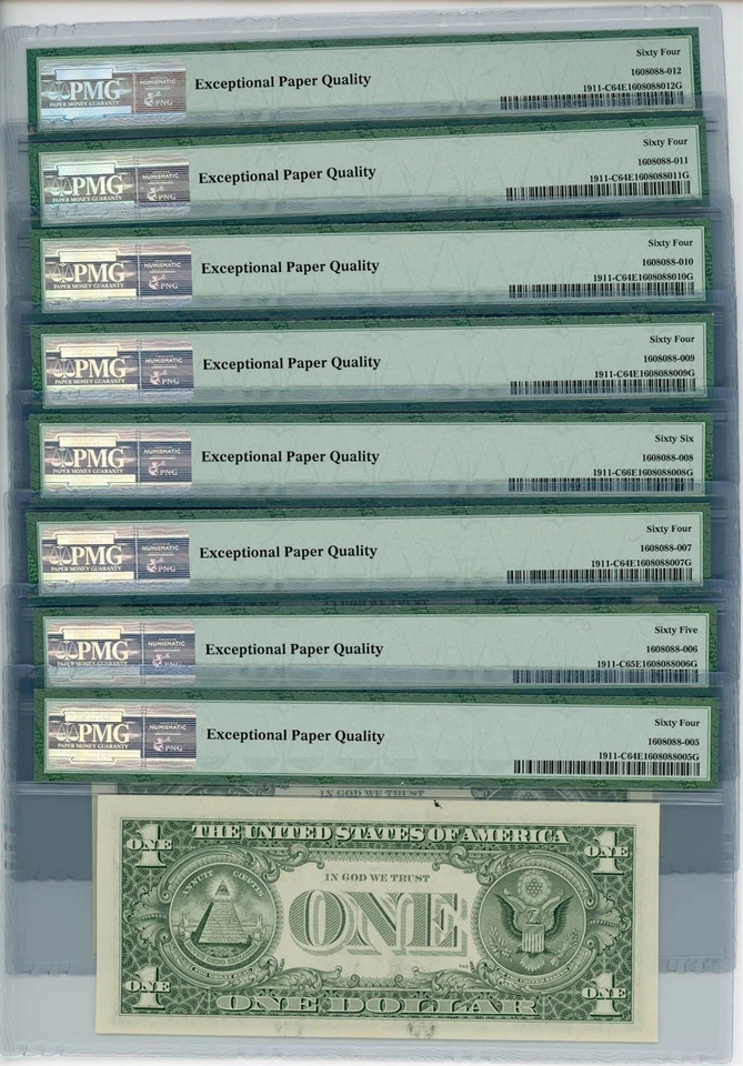 Fr. 1911-C $1 1981 FRN Philadelphia 8 Consec. 64EPQ-65EPQ PMG DC-1865 - Image 2 of 3
