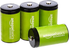Rechargeable D Cell Batteries, 4-Pack, Nimh, 10000 Mah, Recharge up to 1000X Tim
