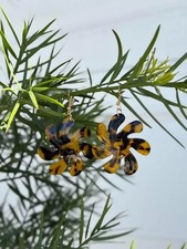 Hawaiian Jewelry Mother of Pearl Hand Carved Tiare Flower Dangle Earrings