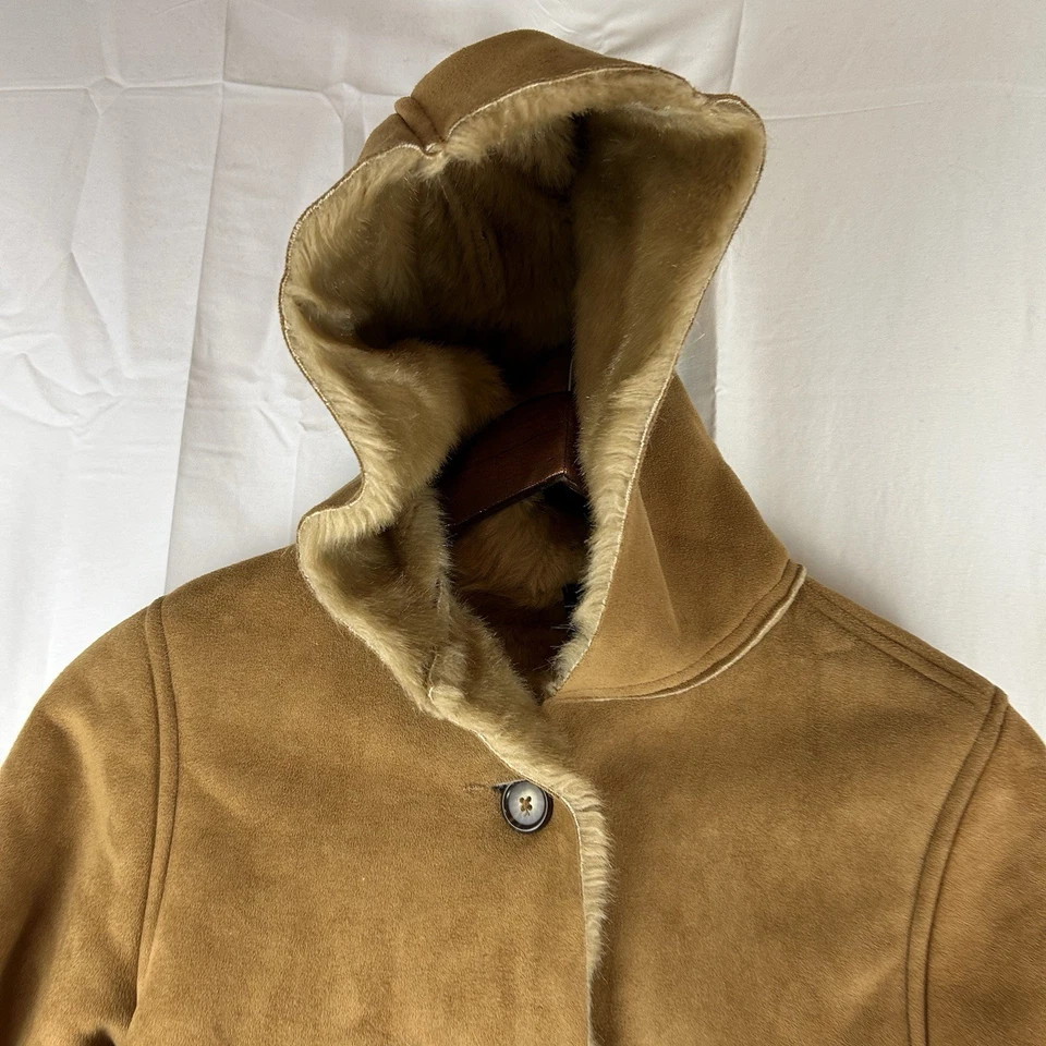Gap Girls Large Size 10 Faux Suede Calf, Fur Hooded Jacket Casual Winter Coat - Image 2 of 4