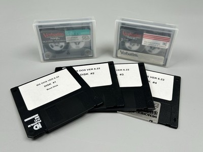 MS-DOS Boot Install Floppy Disk Disc Set 6.22 - 2 Verbatim Mini Data Cartridge