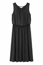 Coldwater Creek Dress Womens 14 Charcoal Gray Midi Stretch Flowy Travel Minimal