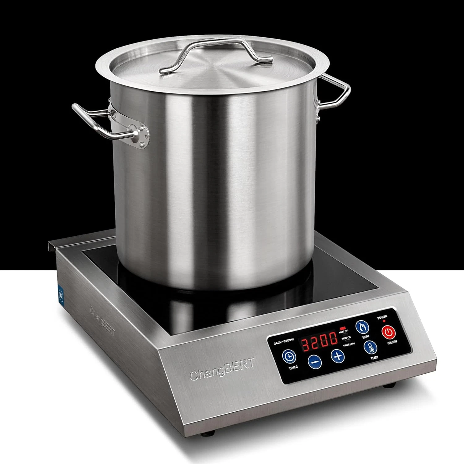 High Power Portable Induction Cooktop 3200W NSF Certified Stainless Steel Burner