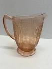 Vintage Jeanette Depression Glass Pink Cherry Blossom Footed Water Pitcher