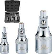 CONQUER 3 Pcs Magnetic Socket Extension Bar 1/4" 3/8" & 1/2" 1/4", 3/8", 
