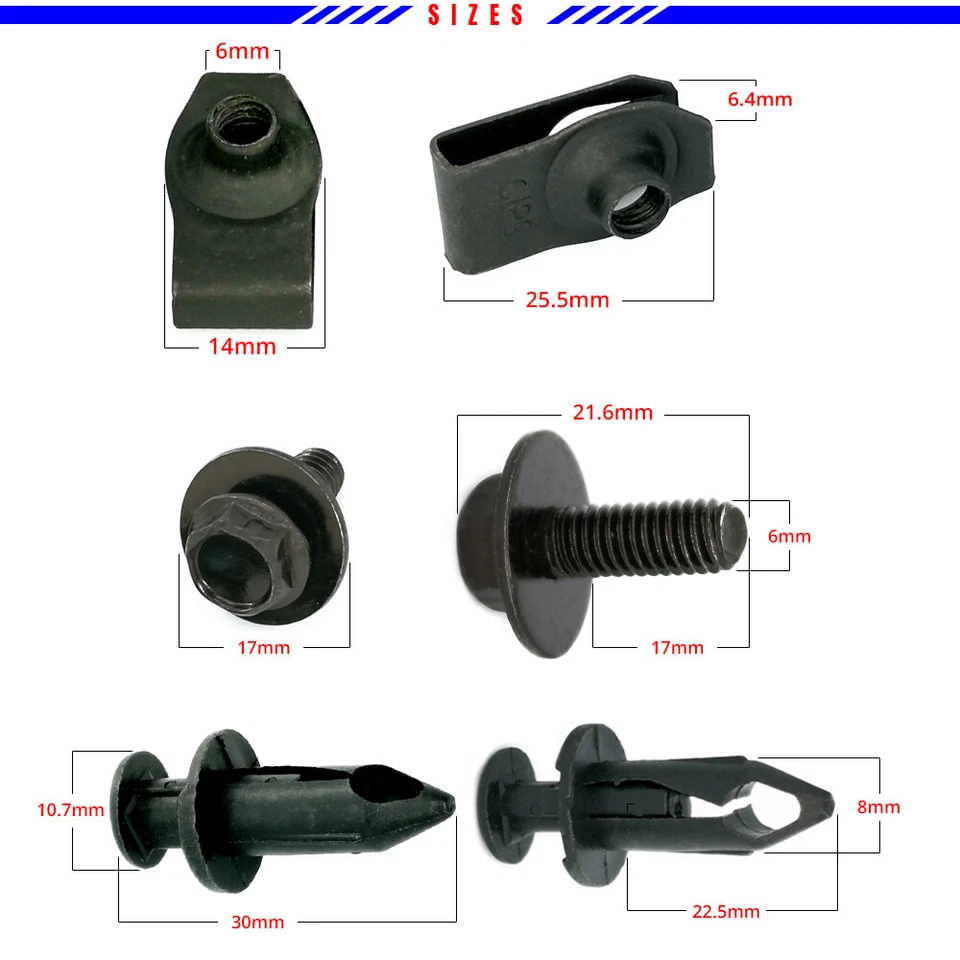 Caneca média automática 35x clipes de para-choque automático corpo parafuso extrudado porca em U para Nissan Infiniti - Imagem 2 de 4