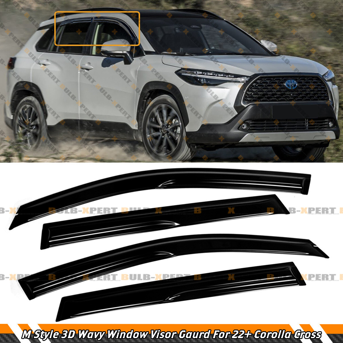 2020-2024 Corolla Window Visors In-Channel Window Deflectors For Toyota Corolla 2020-2024 - 4 Piece Rain Guards & Vent Visors - Foto 13