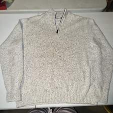 Chaps 1/4 Zip Mock Neck Tight Knit Sweater Pullover Men's 2XL-White/Black