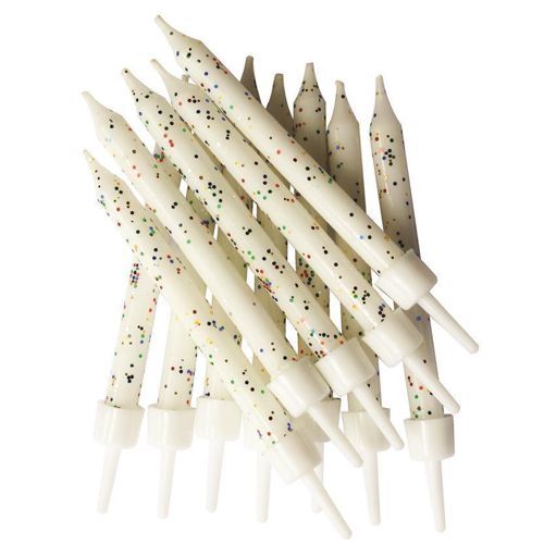Cake Candles, Glitter, Spots & Stripes, Unicorn, Rose Gold, pack/12 with holders - Picture 9 of 21