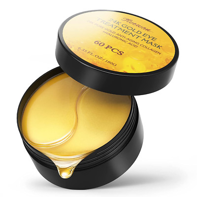 Fivewan 24K Gold under Eye Patches - 60 Pcs Eye Mask Pure Gold Anti-Aging Collag
