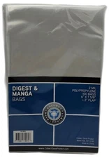 (100) CSP Digest or Manga Comic Book Bags 6" x 7 5/8" with 2" Flap Archival Safe