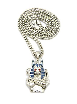 Egyptian Anubis Crook Flail Pendant Various 24'' Chain Hip Hop Necklace XZ131R