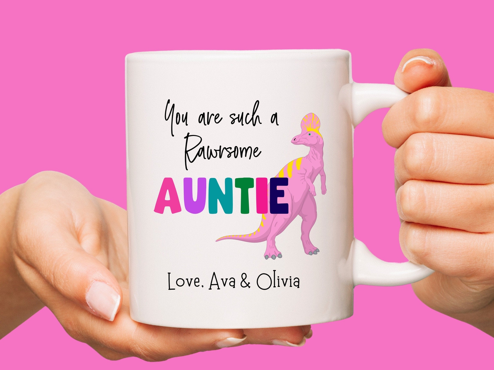 Custom Coffee Mug Rawrsome Auntie Custom Auntie Gift Mug Auntie Birthday