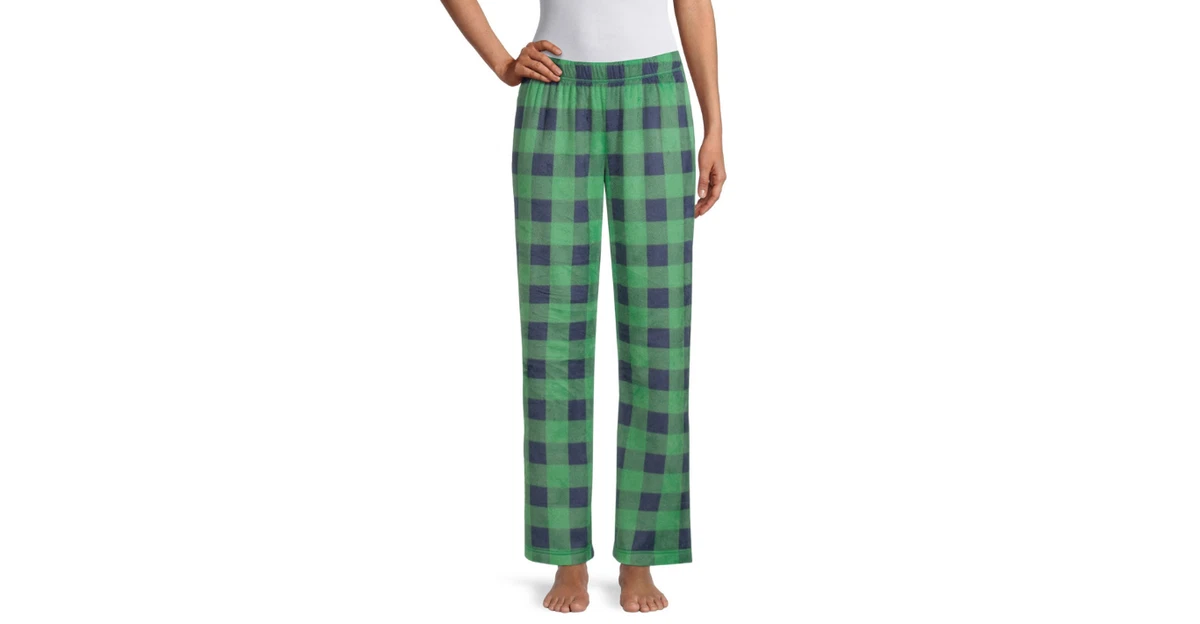 NWT Sleep Chic Womens Fleece Pajama Pants Checks XS S L Green Black Blue